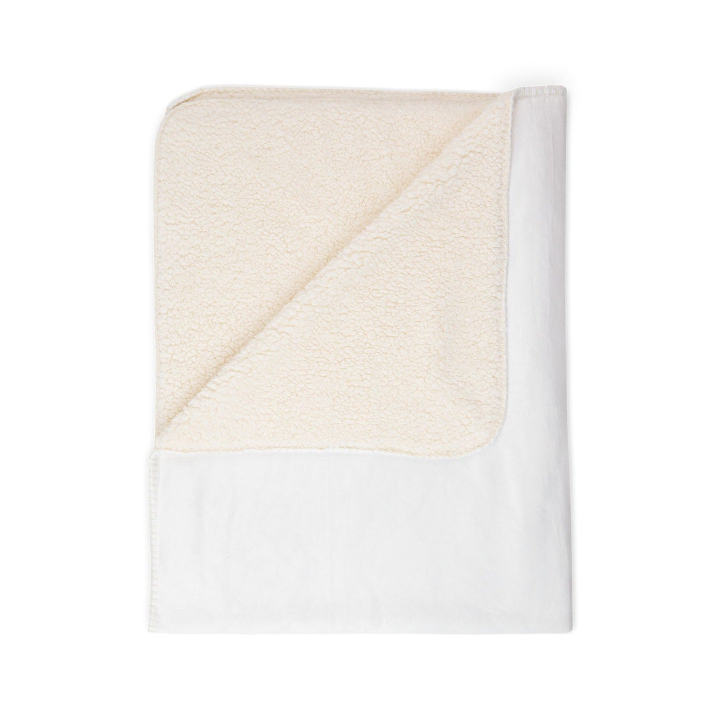 White Sherpa Blanket with Small Cat Moon Logo – Cozy Fleece Throw for Home & Gifts