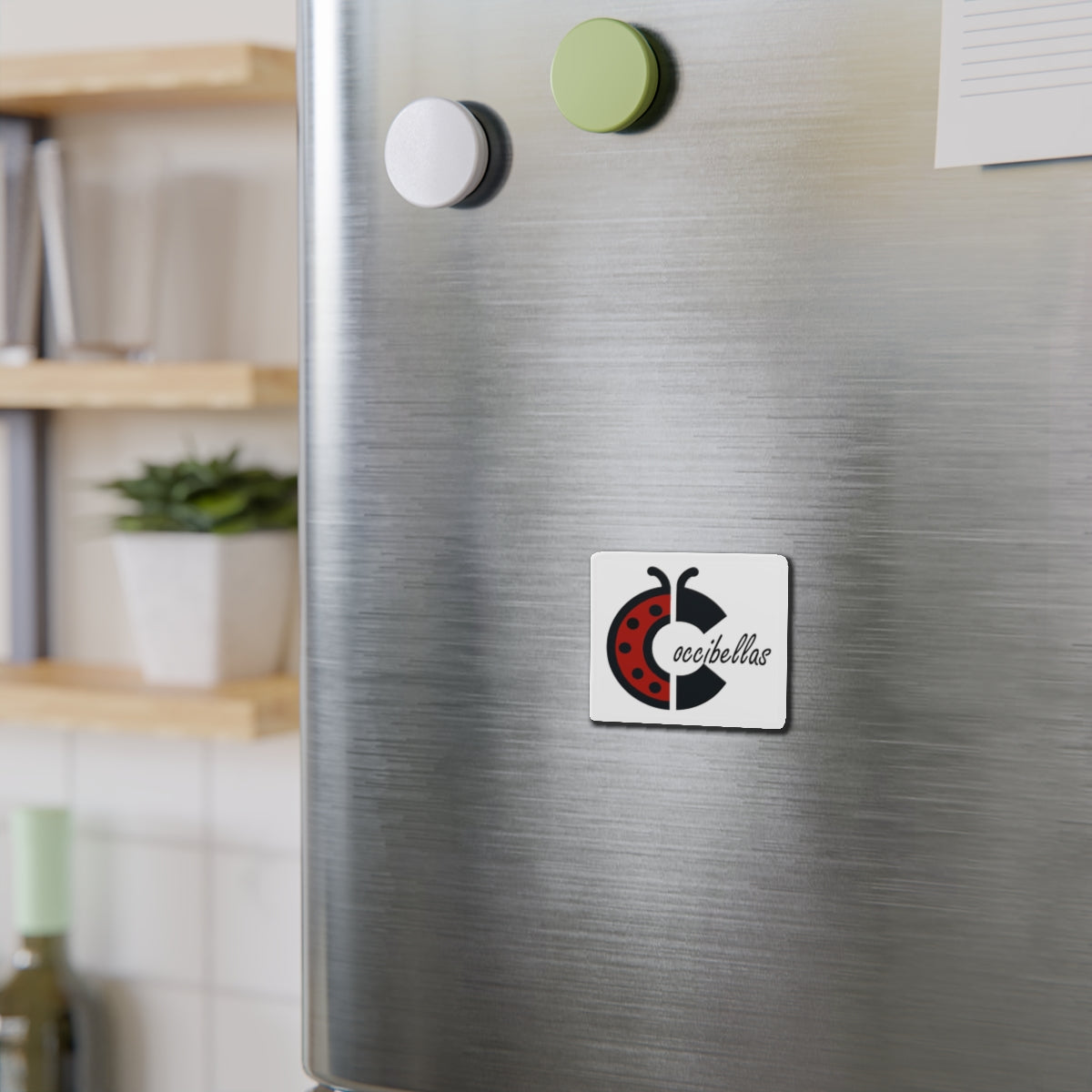 Ladybug Occibellas Die-Cut Magnet — Cute Red & Black Logo Fridge Magnet