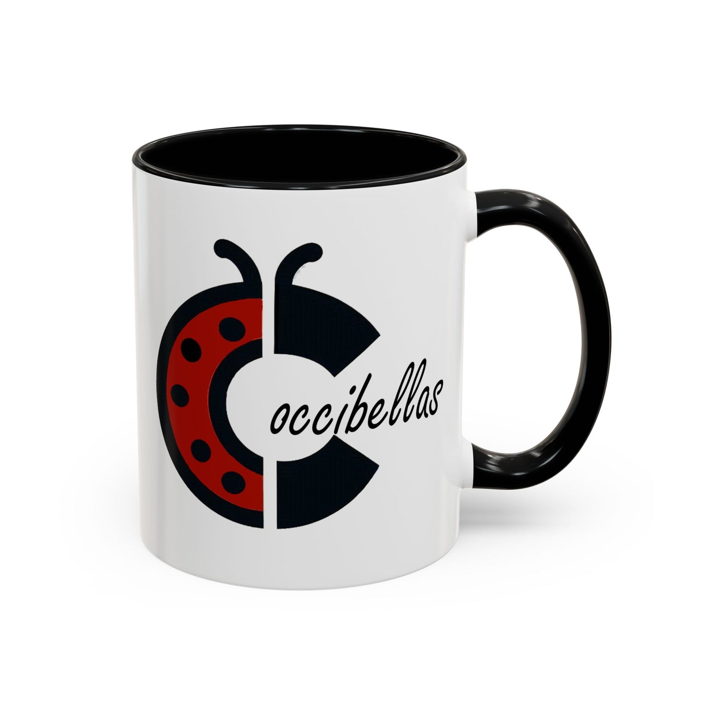 Ladybug Coffee Mug — Cute Occibellas Logo Accent Mug (11/15 oz)