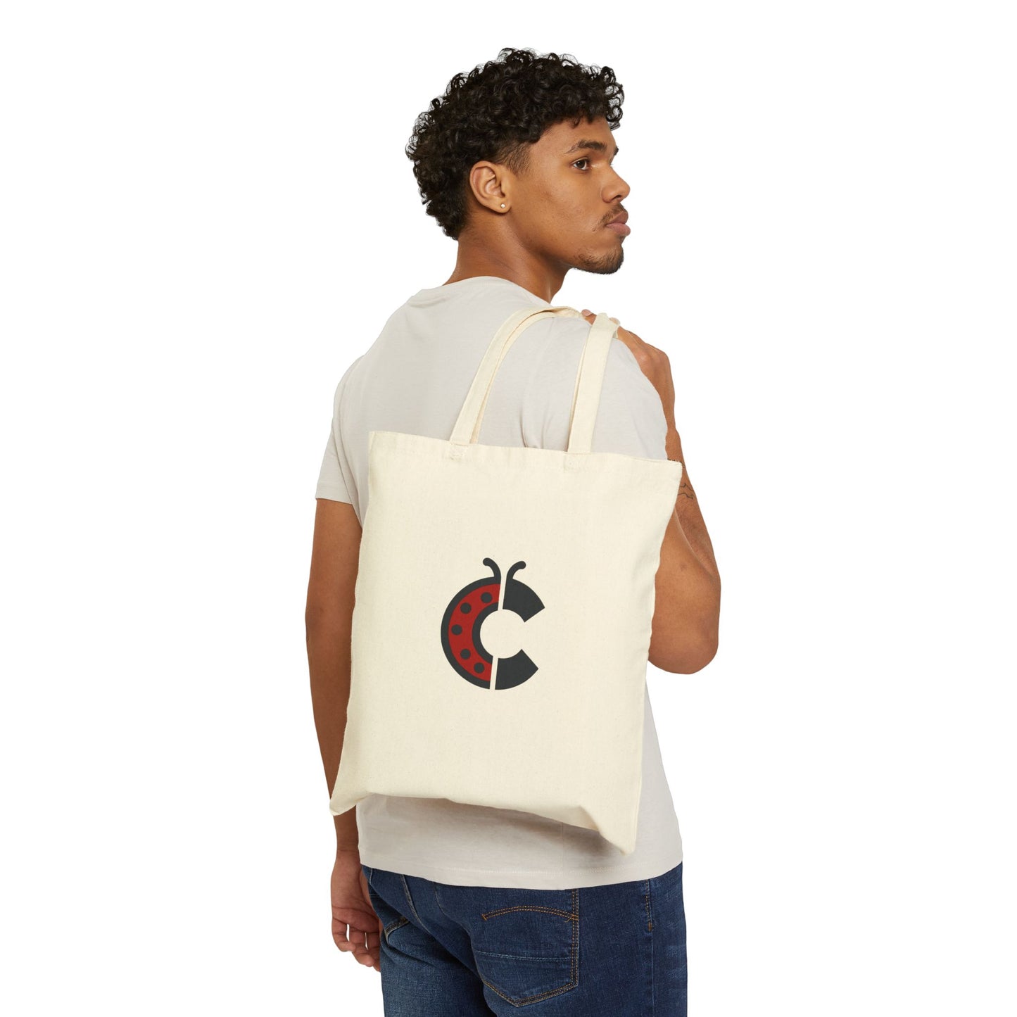 Ladybug C Tote Bag – Cute Eco-Friendly Cotton Canvas Tote for Kids & Nature Lovers