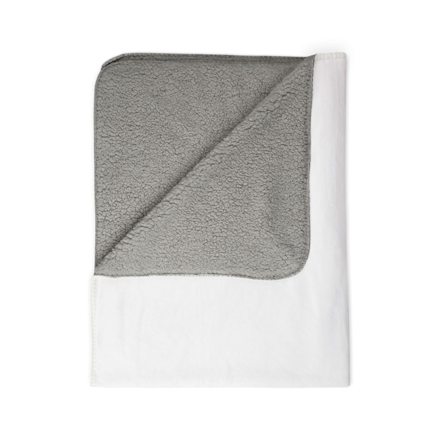 White Sherpa Blanket with Small Cat Moon Logo – Cozy Fleece Throw for Home & Gifts