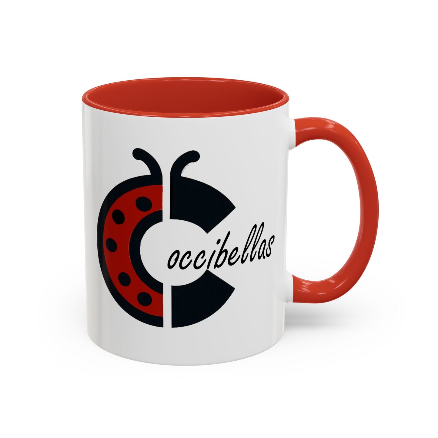 Ladybug Coffee Mug — Cute Occibellas Logo Accent Mug (11/15 oz)