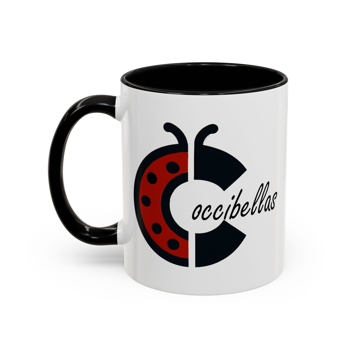 Ladybug Coffee Mug — Cute Occibellas Logo Accent Mug (11/15 oz)