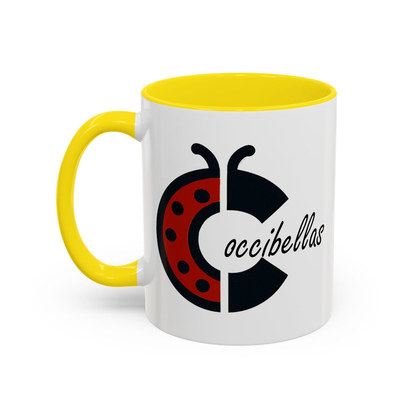 Ladybug Coffee Mug — Cute Occibellas Logo Accent Mug (11/15 oz)