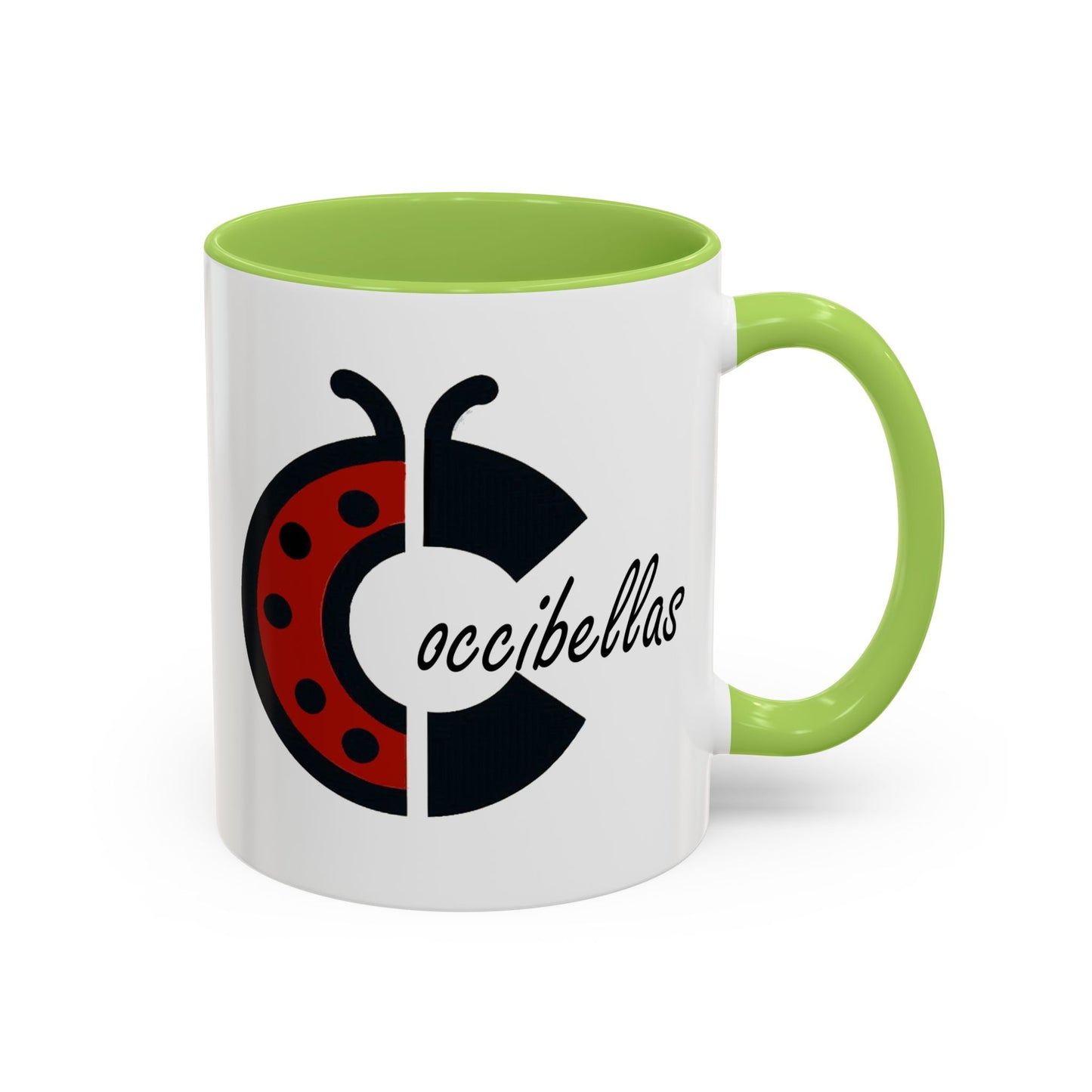 Ladybug Coffee Mug — Cute Occibellas Logo Accent Mug (11/15 oz)