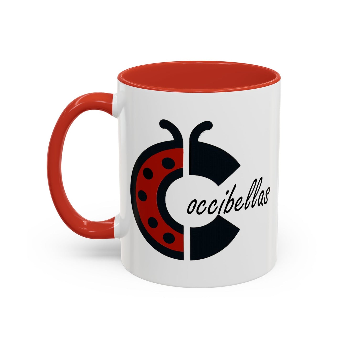 Ladybug Coffee Mug — Cute Occibellas Logo Accent Mug (11/15 oz)