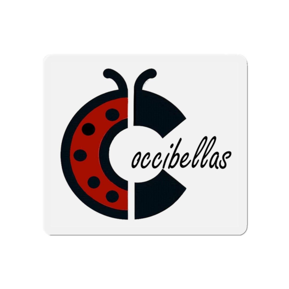 Ladybug Occibellas Die-Cut Magnet — Cute Red & Black Logo Fridge Magnet