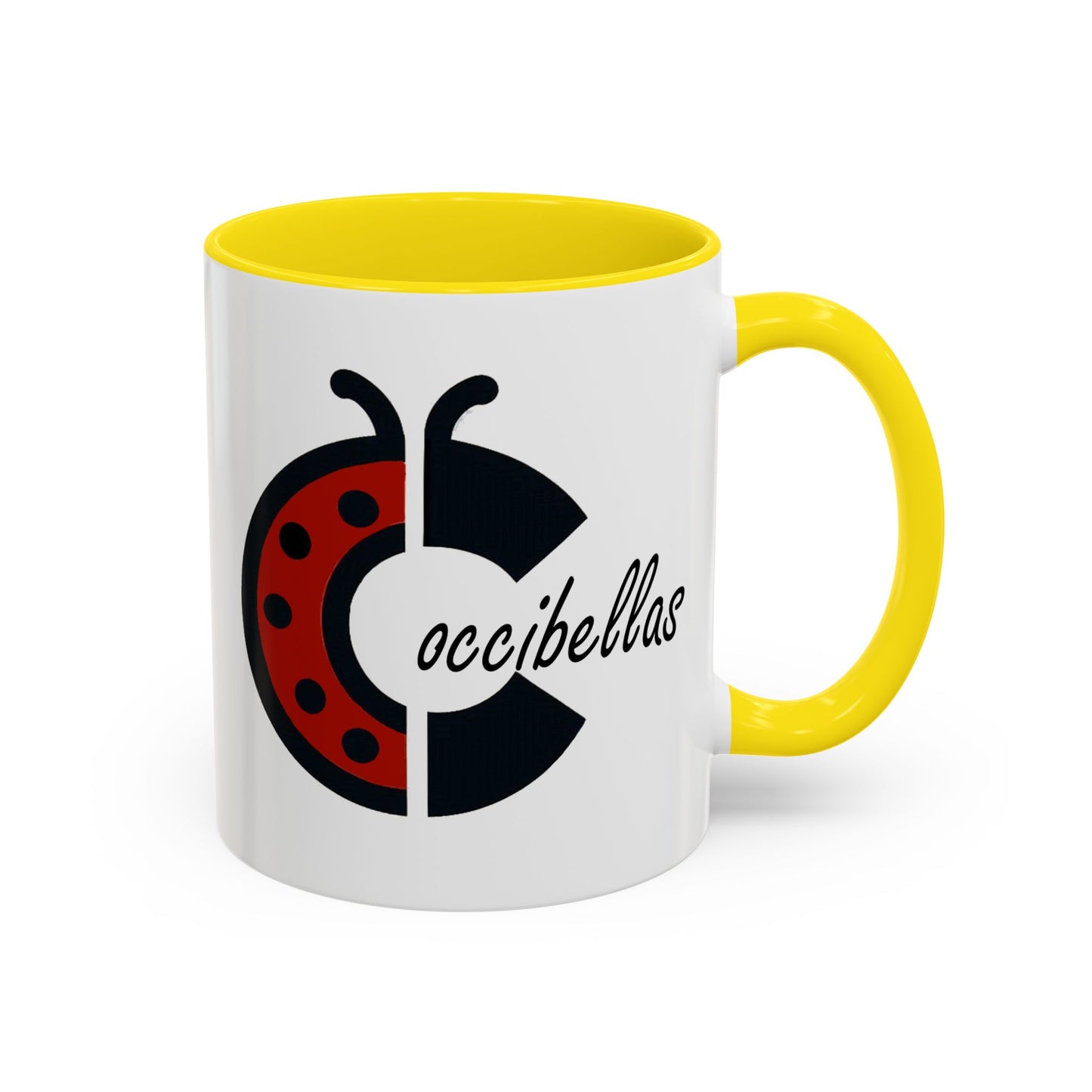 Ladybug Coffee Mug — Cute Occibellas Logo Accent Mug (11/15 oz)