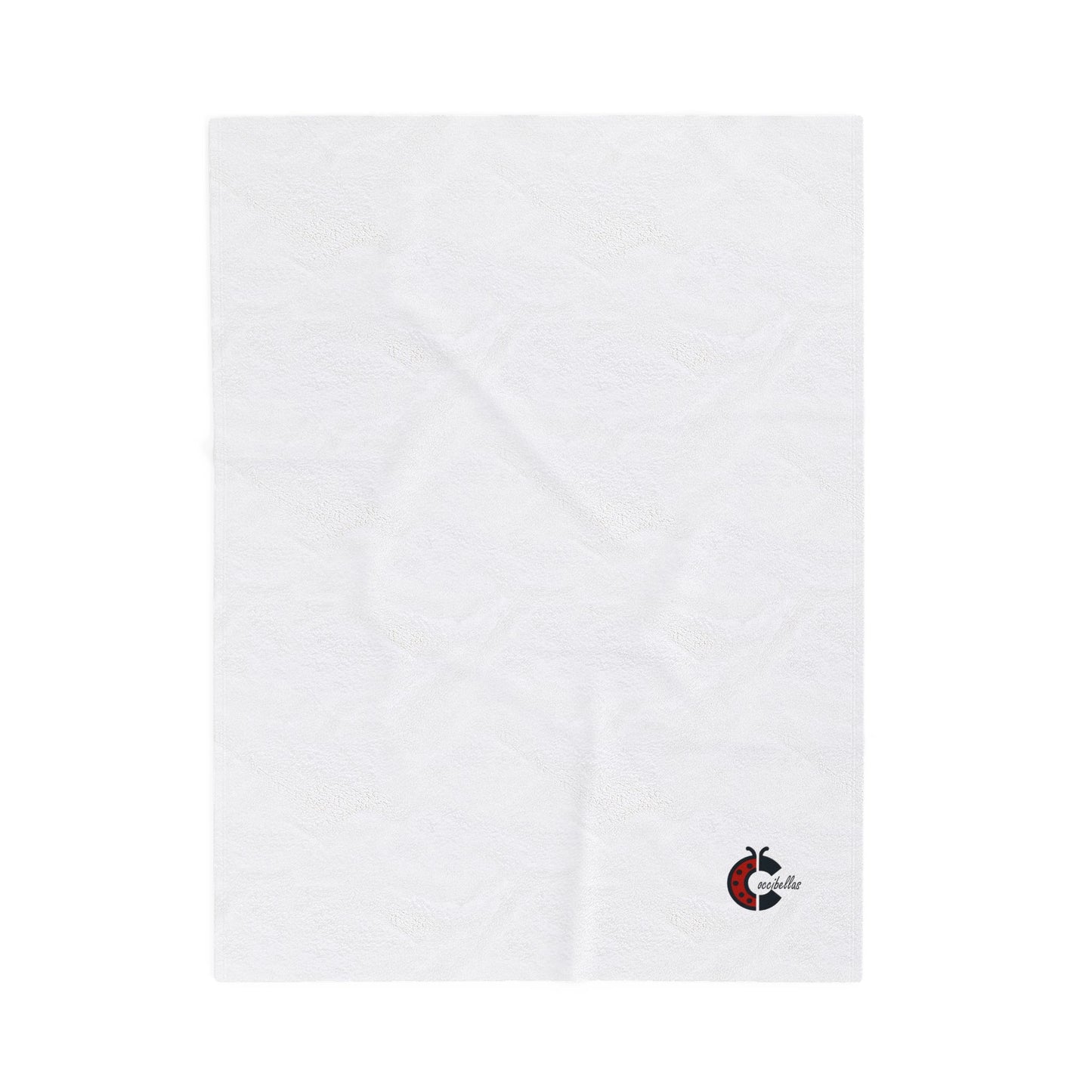 Velveteen Plush Blanket — Cozy White Throw with Small Ladybug Accent