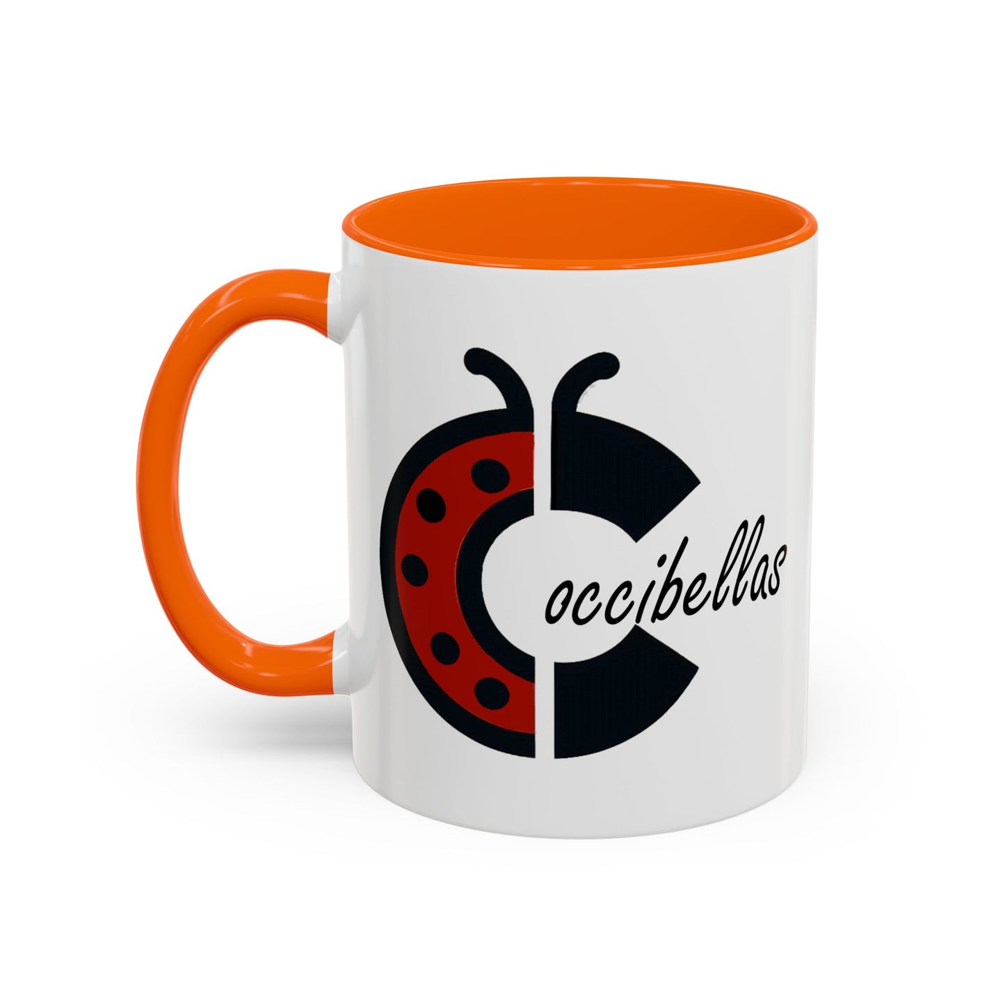 Ladybug Coffee Mug — Cute Occibellas Logo Accent Mug (11/15 oz)