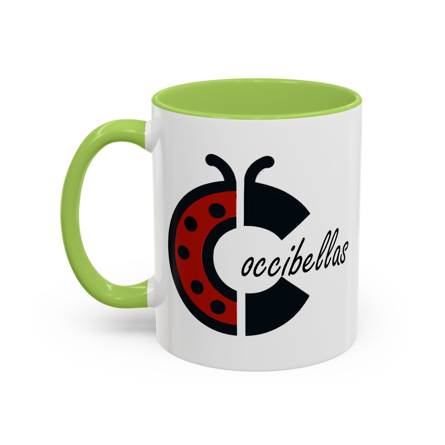 Ladybug Coffee Mug — Cute Occibellas Logo Accent Mug (11/15 oz)