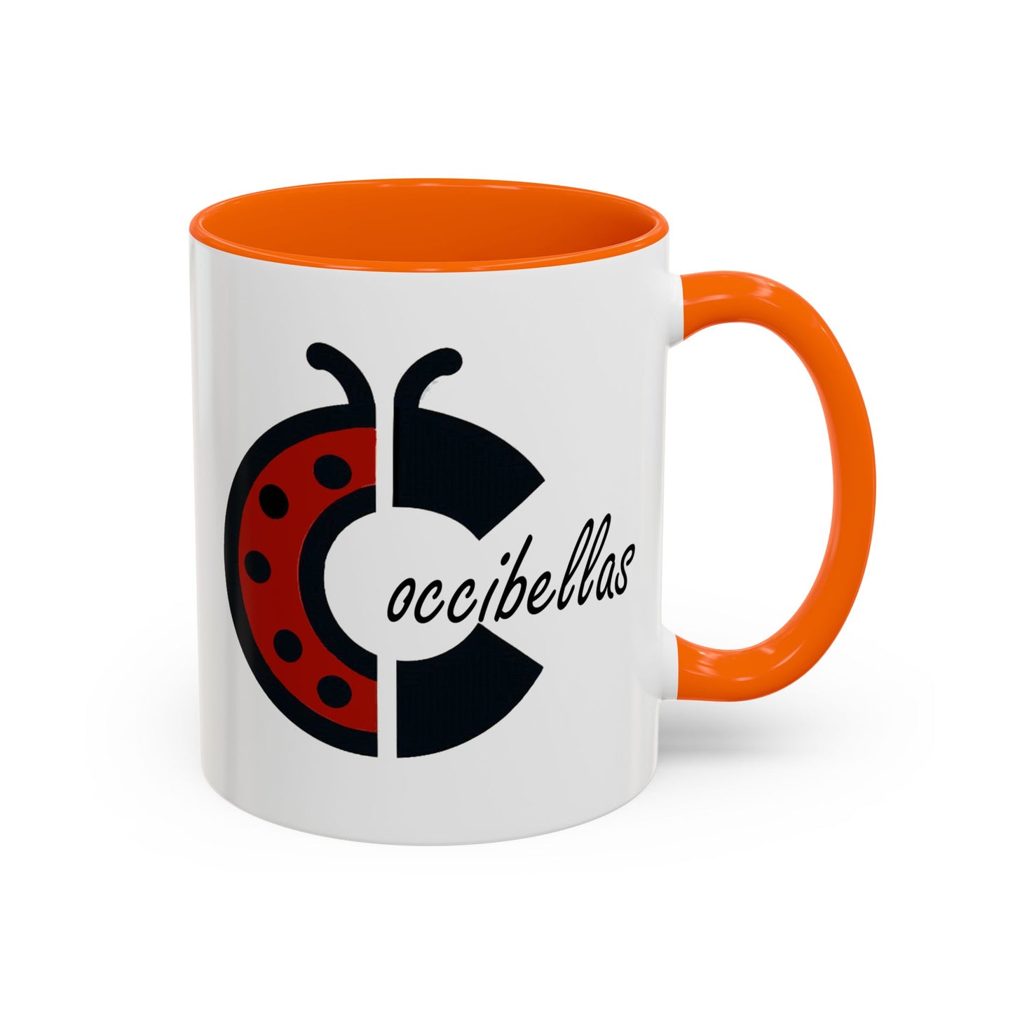 Ladybug Coffee Mug — Cute Occibellas Logo Accent Mug (11/15 oz)