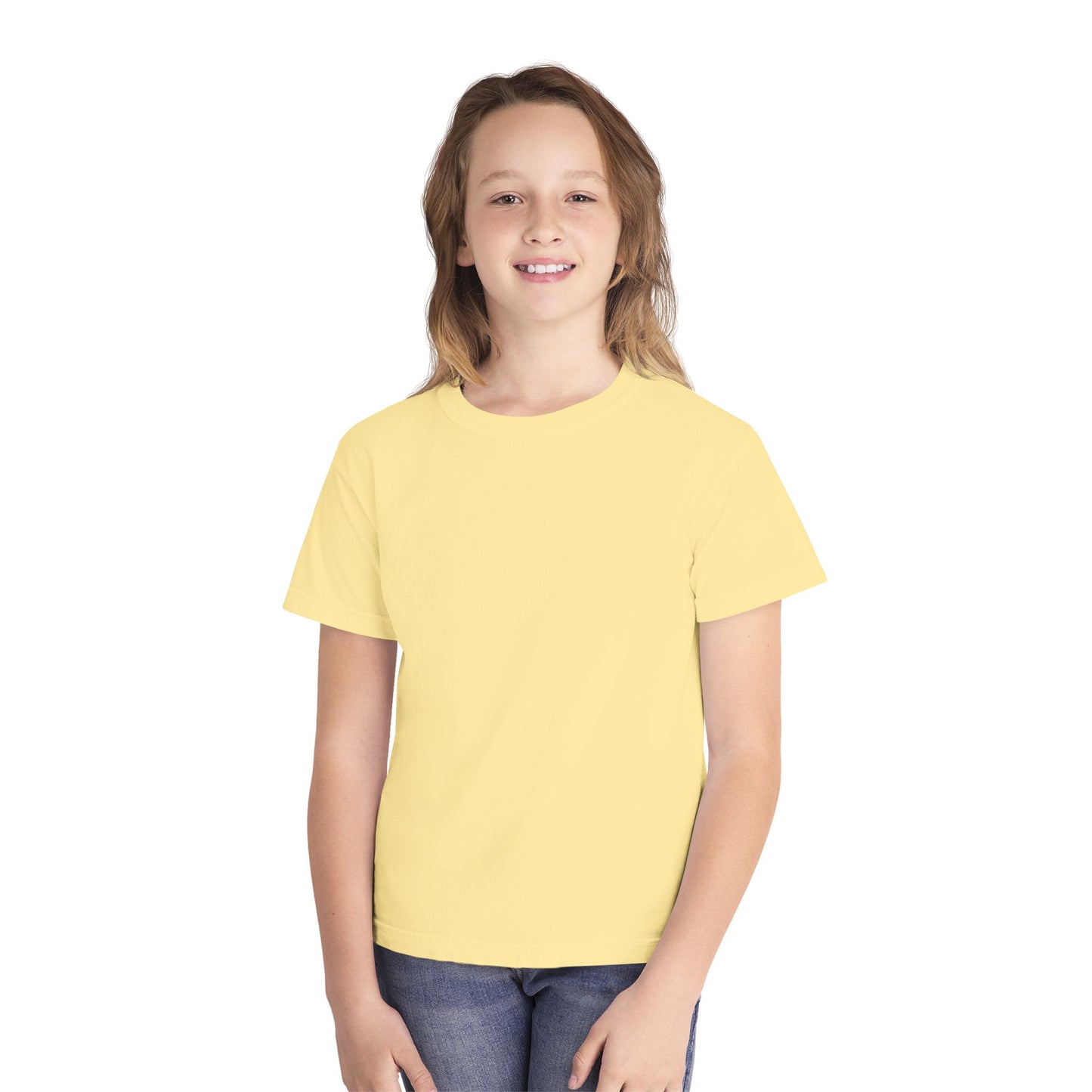 Youth T-Shirt — Pastel Yellow Minimal Tee (Small Back Logo)