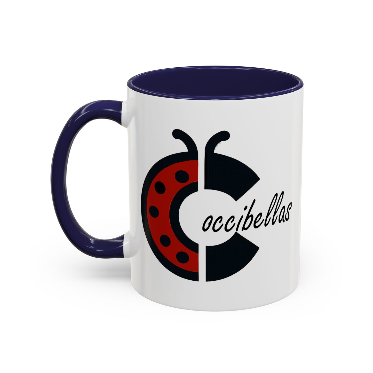 Ladybug Coffee Mug — Cute Occibellas Logo Accent Mug (11/15 oz)