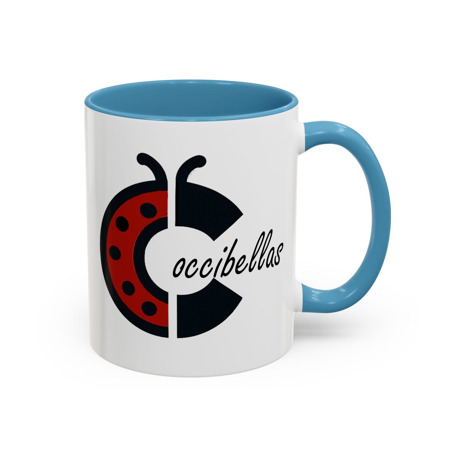 Ladybug Coffee Mug — Cute Occibellas Logo Accent Mug (11/15 oz)