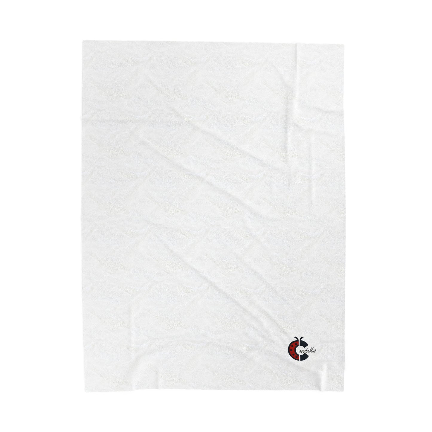 Velveteen Plush Blanket — Cozy White Throw with Small Ladybug Accent