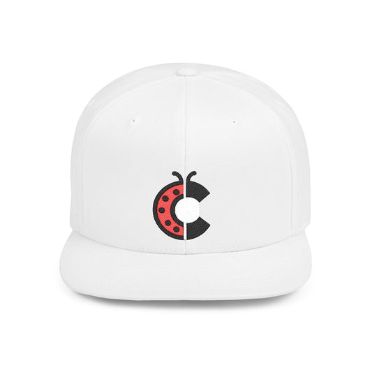 Ladybug Logo Snapback Hat — Cute Red Ladybird Flat Bill Cap