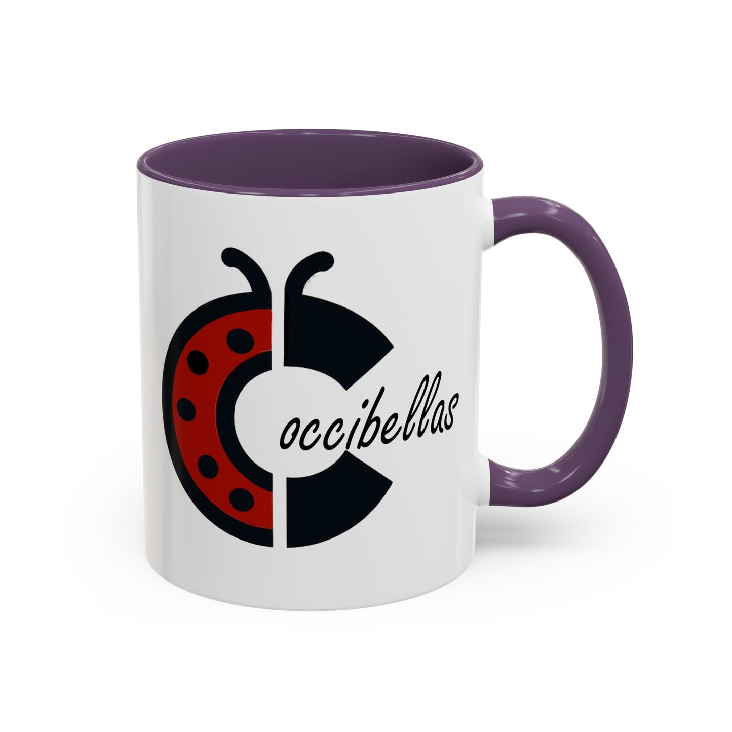 Ladybug Coffee Mug — Cute Occibellas Logo Accent Mug (11/15 oz)
